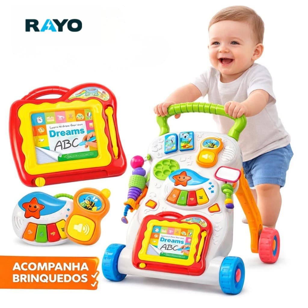 Andador Educativo Infantil Didático Musical Colorido Rayo