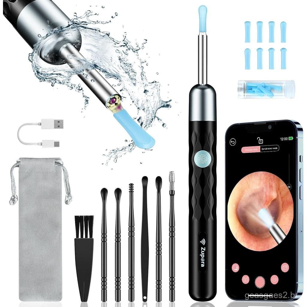 Remoção de Cera de Ouvido, Câmera para Ouvido com HD 1440P, Limpador de Ouvido com Câmera e Wi-Fi Integrado, Kit de Remo