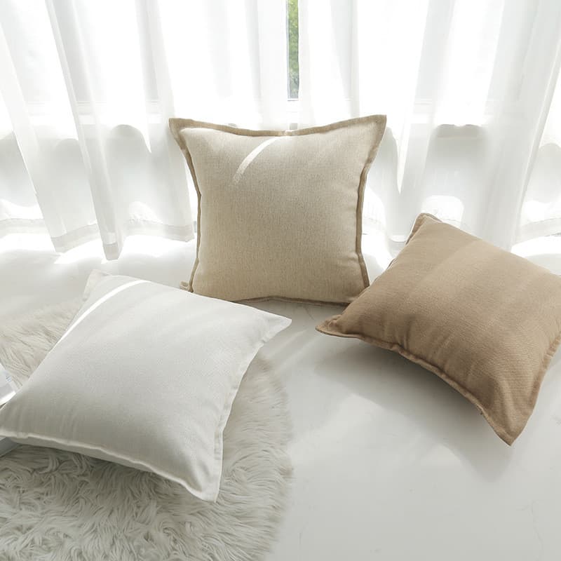 Capa de almofada premium com borda de linho sintético, sem enchimento, adequada para sala de estar, sofá e cama, capa de