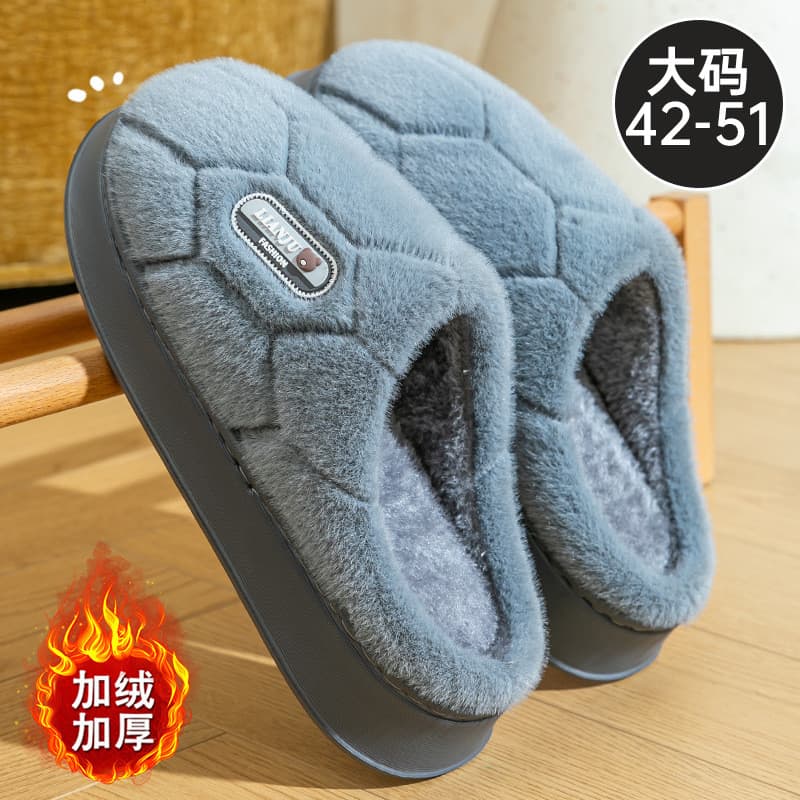 Chinelos de algodão masculinos de tamanho grande 2025 novo estilo outono inverno interior casa forro de lã quente engros