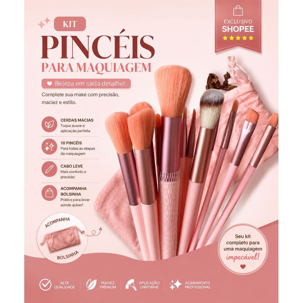 Kit Pincéis De Maquiagem Contorno Kabuki Profissional