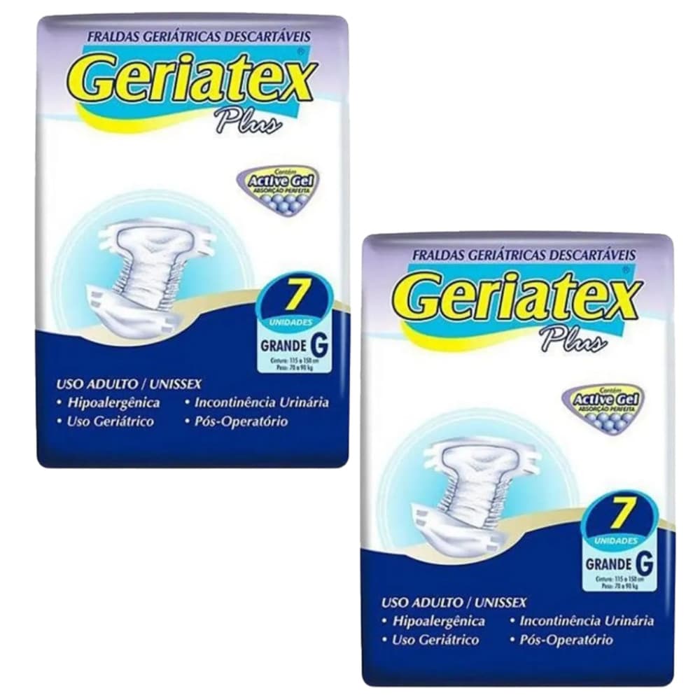 kit 2x Fralda Geriátrica Unissex Plus G  7 un