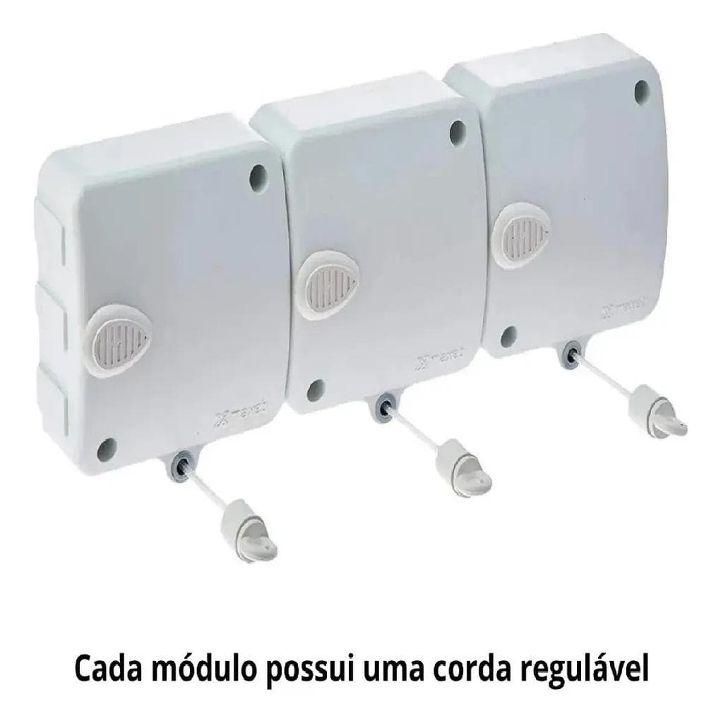 Varal Modular Stendmax Recolhe Automático 3 Módulos 6m