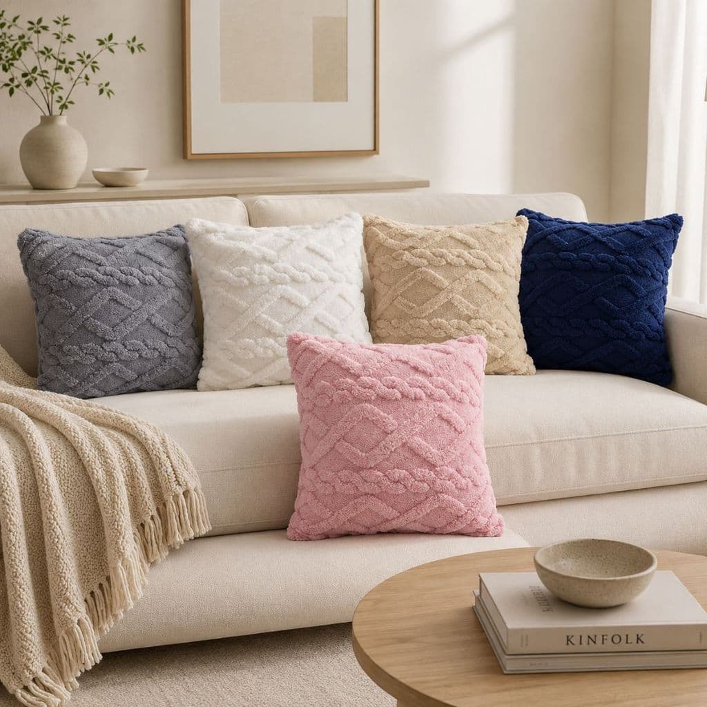 Capa de Almofada Pelúcia Tressed Plus 43CM X 43CM Charmosa Moderna Para Sofá Sala Quarto