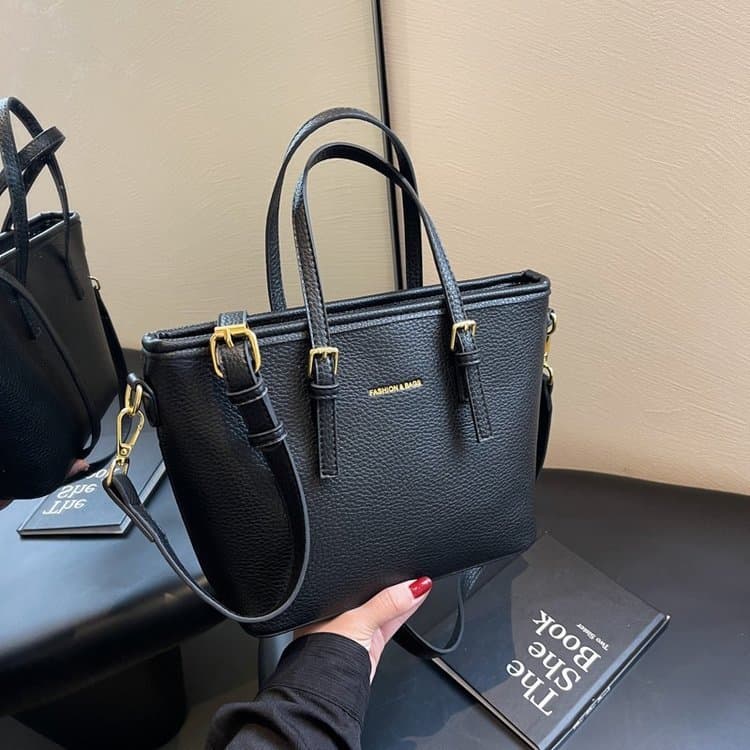 2026 Nova Bolsa de Ombro Feminina Elegante e Casual de Grande Capacidade em Cor Sólida para o Dia a Dia