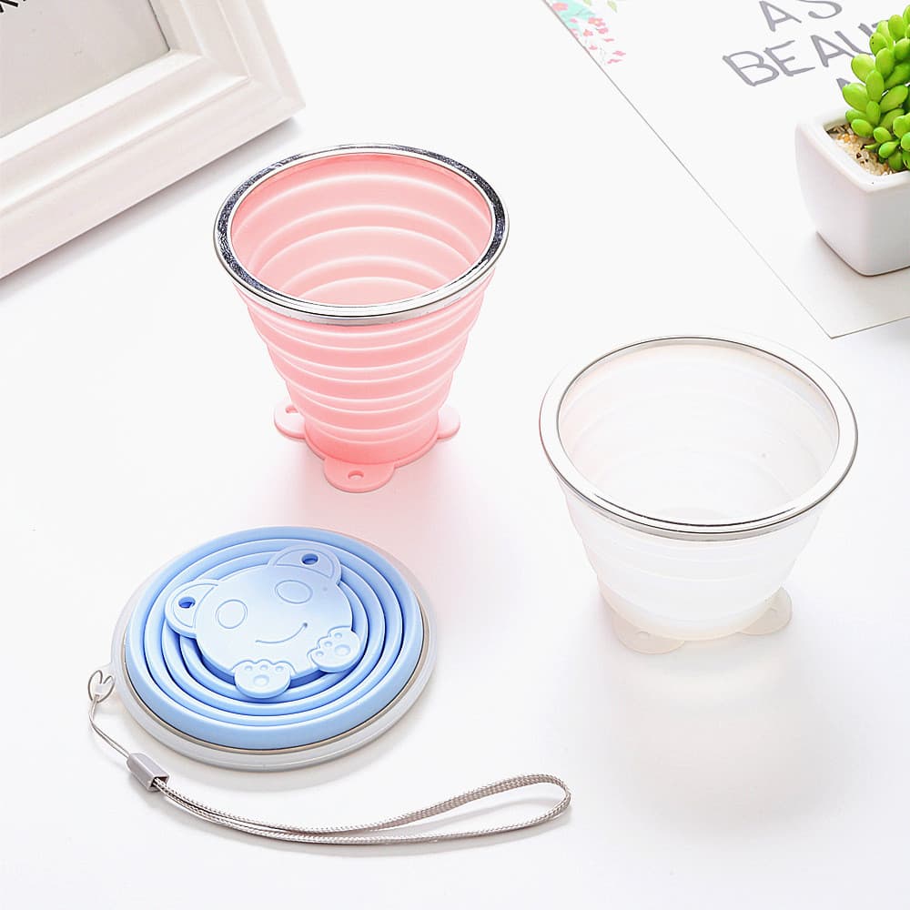 Copo de água dobrável de silicone patenteado, copo dobrável de silicone multifuncional, portátil, retrátil, copo de sili