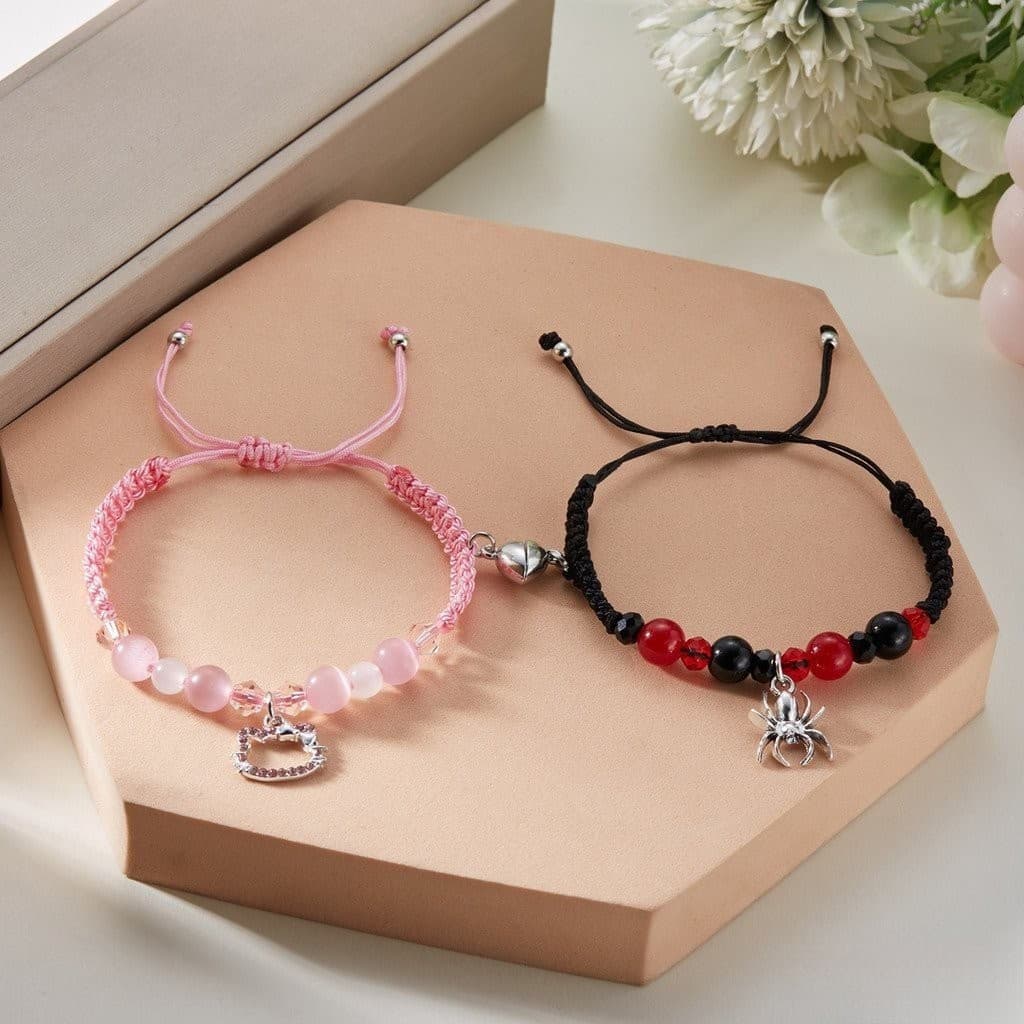 Pulseira de casal do Homem-Aranha Hello Kitty, adequada para casais e namoradas, pulseiras de aranha, acessórios F7TU