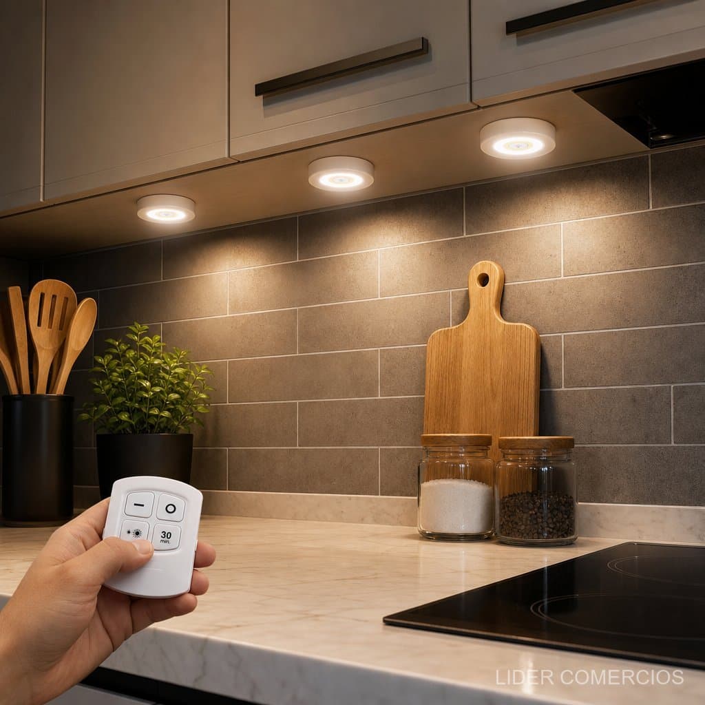 4 Pcs Luminária LED para Cozinha Armário Bancada Pia com Controle Remoto