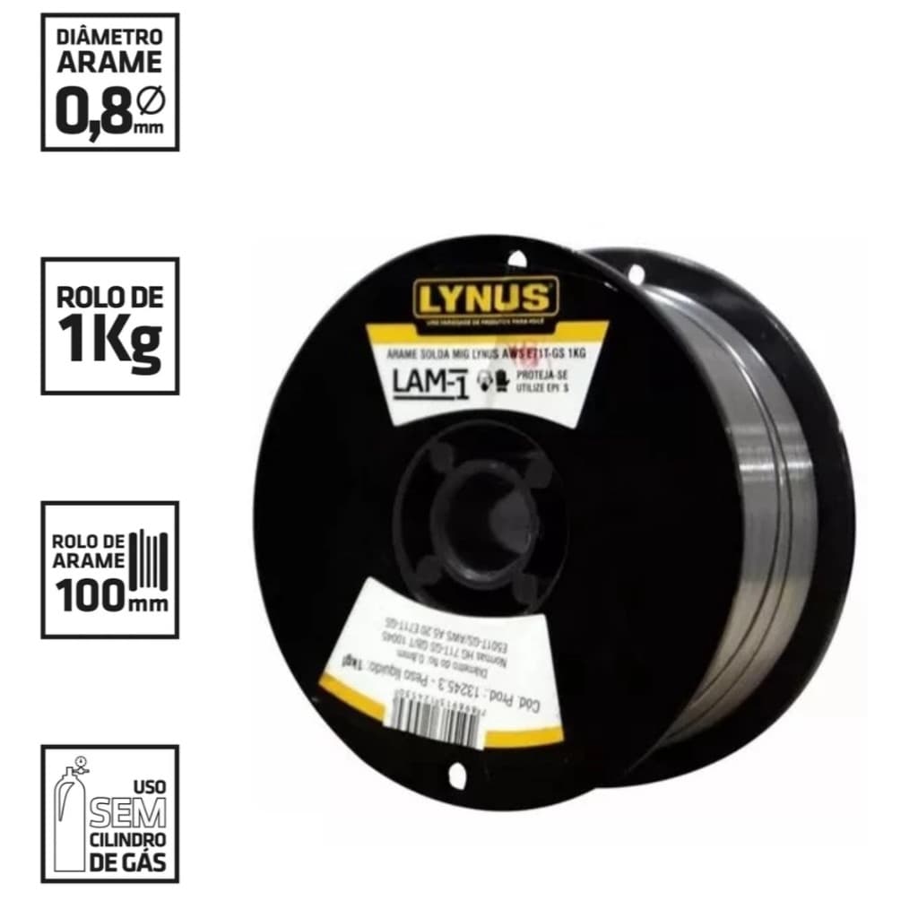 Arame De Solda Mig 0,8 Mm Sem Gás Lynus