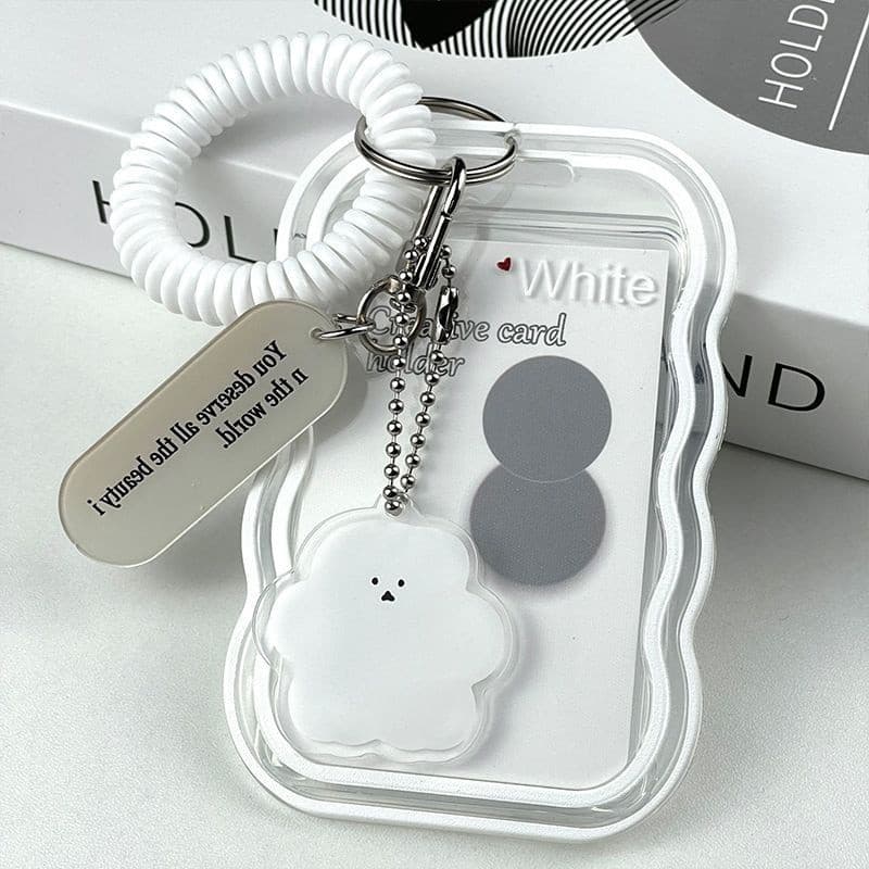 Porta-Cartões de Foto Transparente de 3 Polegadas Steve Ins Wave para Estudantes, Chaveiro Fofo de Camping com Mola I6G3
