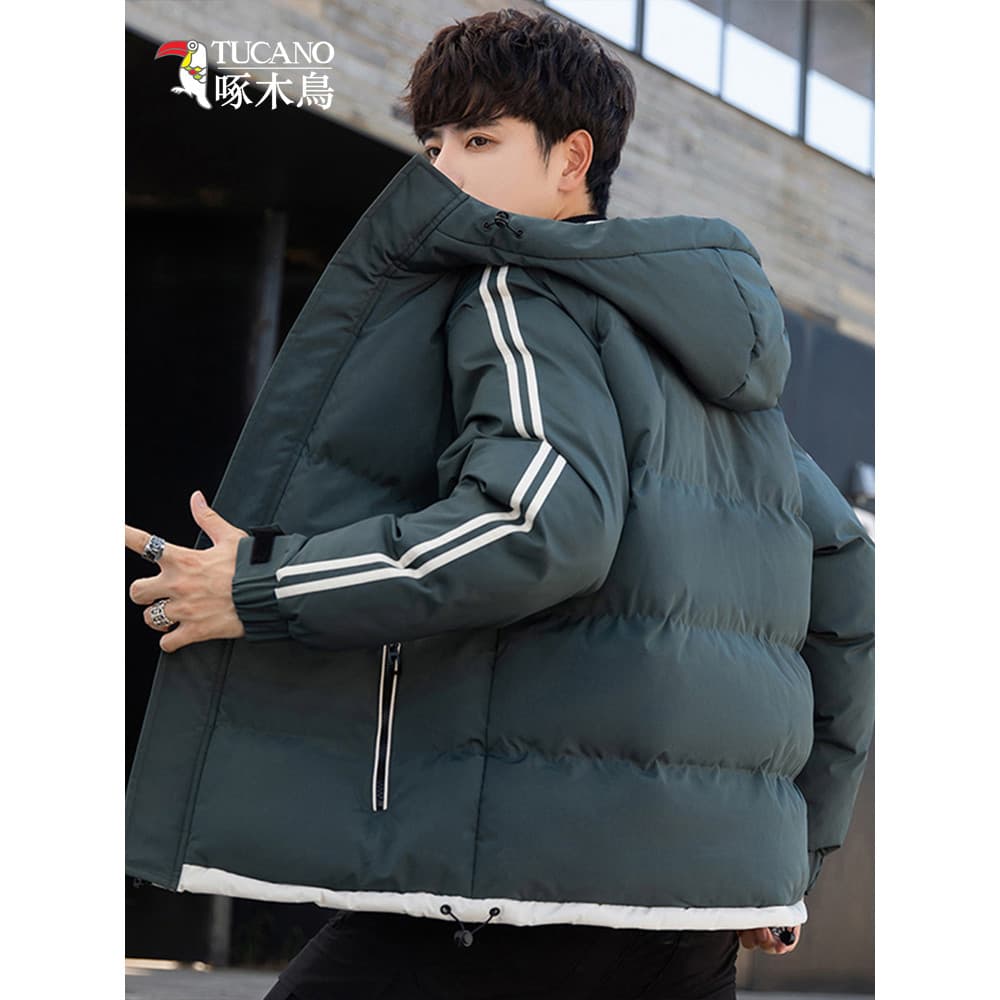 Woodpecker inverno algodão acolchoado jaqueta masculina com capuz versão coreana fino ajuste algodão acolchoado jaqueta