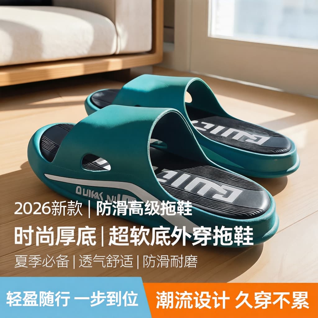 2026 novo estilo chinelos antiderrapantes chinelos de alta qualidade masculino exterior moda de sola grossa verão Super