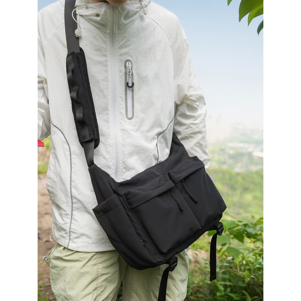 Bolsa mensageiro funcional para uso externo, bolsa mensageiro masculina de grande capacidade para esportes, festa de est