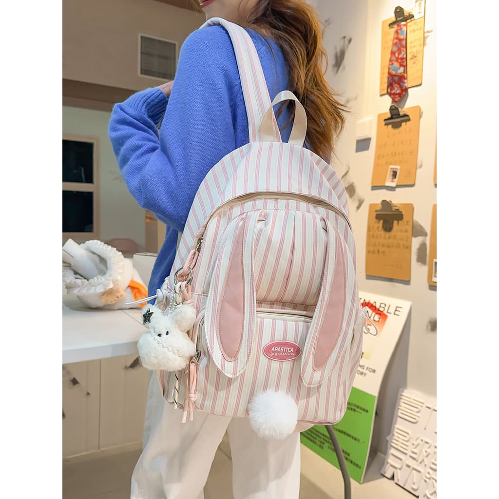 Mochila escolar feminina estudantes do ensino fundamental terceira a sexta série japonesa fofa coelho mochila versão cor