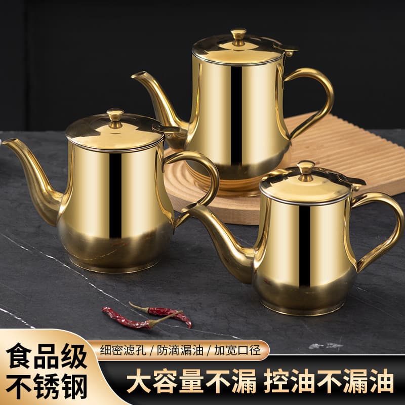 Pote de óleo de aço inoxidável 304, produto comestível, engrossado com malha de filtro, cozinha, doméstico, à prova de v