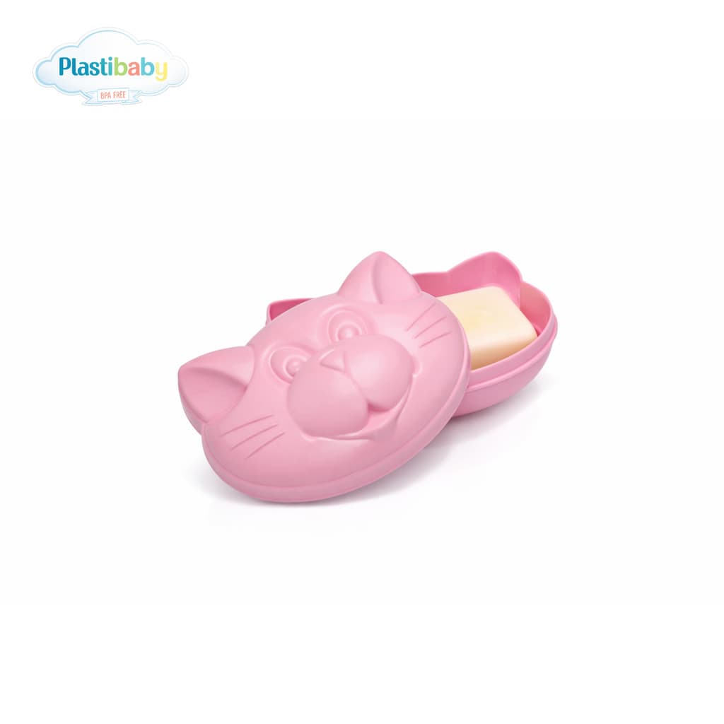 Saboneteira Infantil Gatinho Rosa | PlastiBaby |  | Portátil e Durável