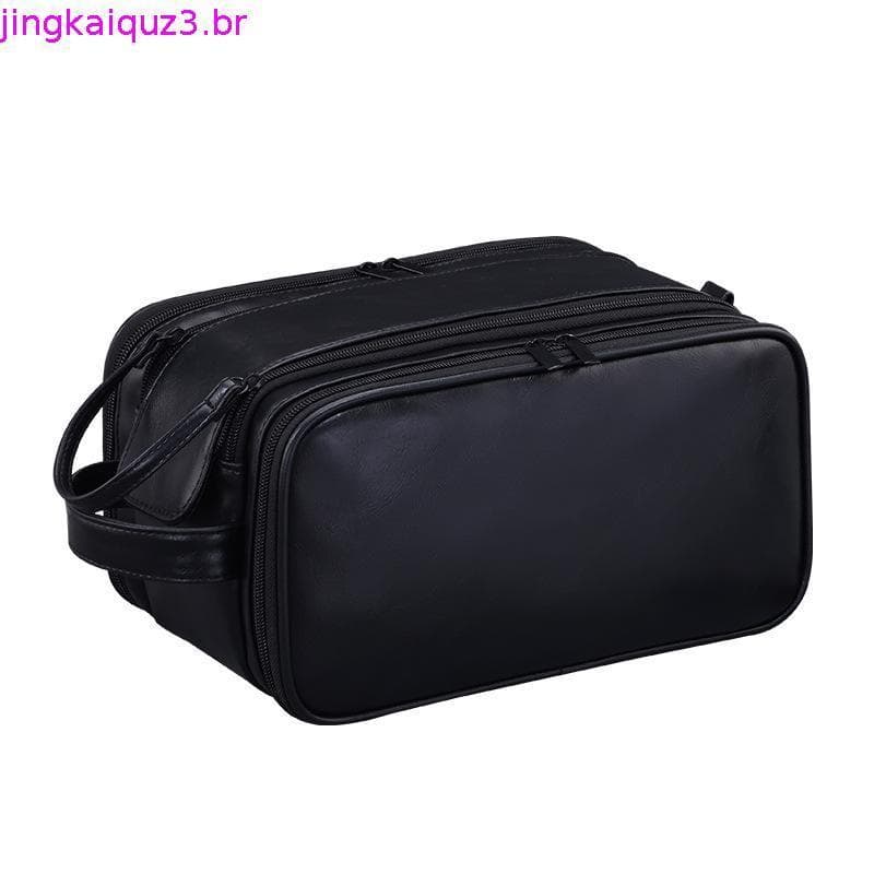Bolsa De Higiene Pessoal SUQI PU , Maquiagem Masculina Com Vários Bolsos De Couro Organizadora De Lavagem À Prova D'água