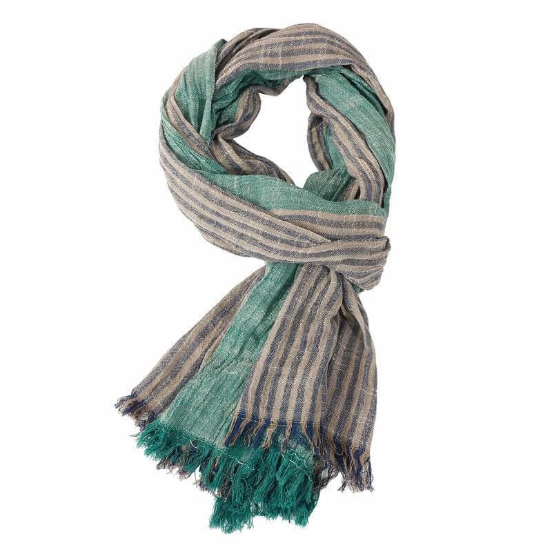 Moda Masculina Cachecol Listrado Algodão Linho Cachecóis Outono Inverno Quente Pashmina Marca Xale Borla Bufandas