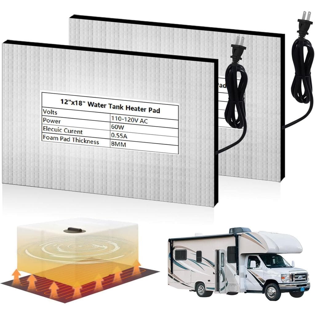 (Pacote com 2) Almofada de Aquecimento para Tanque de RV 12" x 18" 120V, para uso com até 50 galões de água potável, com