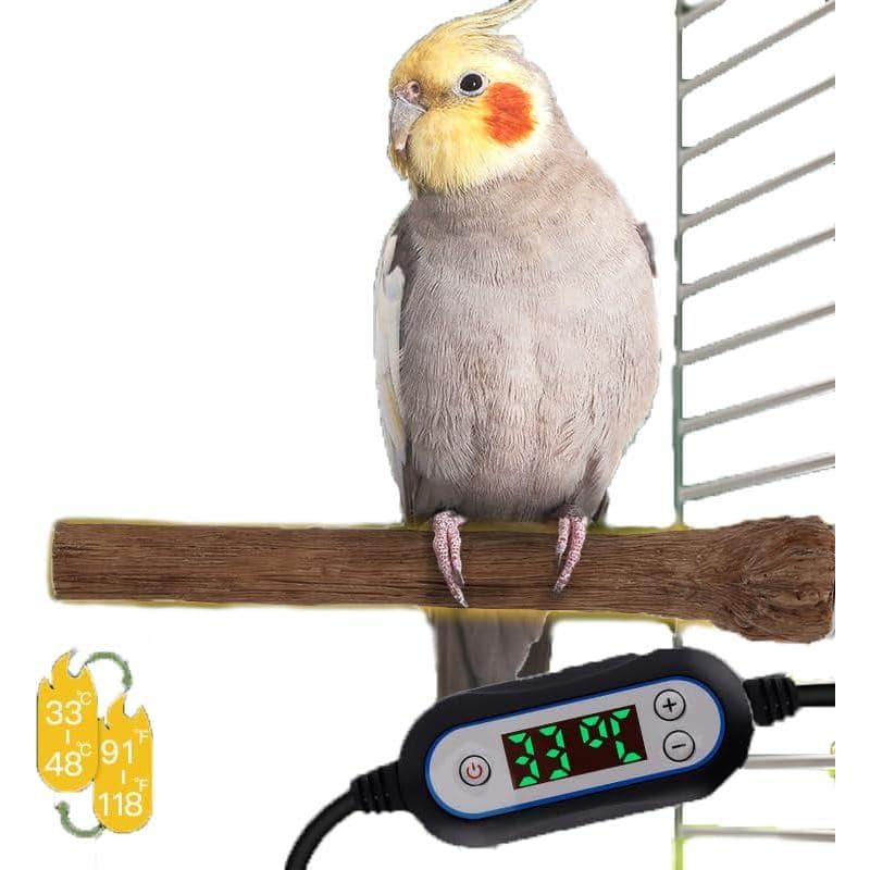 Poleiro Aquecido com Temperatura Ajustável para Pássaros - Solução Ideal de Aquecimento para Papagaios, Periquitos, Gaio