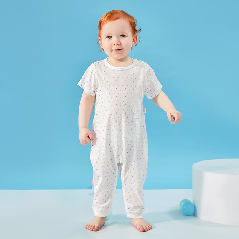 Bebê verão macacão estilo fino puro algodão bebê calças de manga curta macacão pulôver pijamas roupas de verão do bebê
