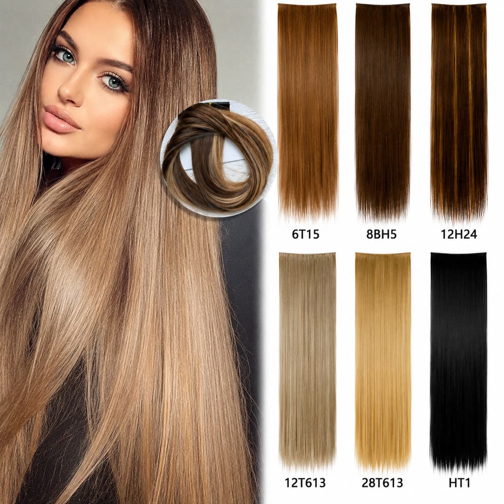 Aplique Tic Tac Liso Longo Com Volume Natural