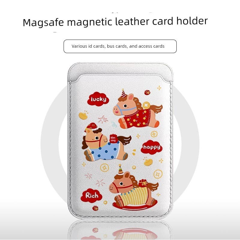carteira magsafe [Porta-cartões magnético Magsafe] Pônei de ano novo estilo chinês adequado para iphone17 Couro 16/15 De