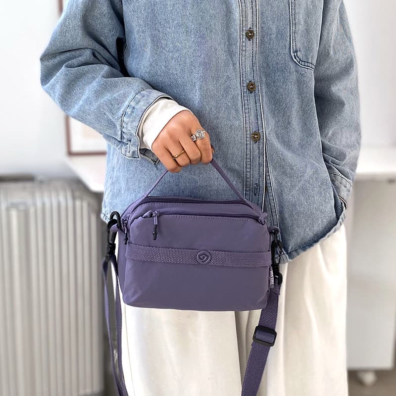 Moda pequena bolsa feminina pano de náilon simples Multi-bolso saco do telefone móvel ao ar livre portátil repelente de