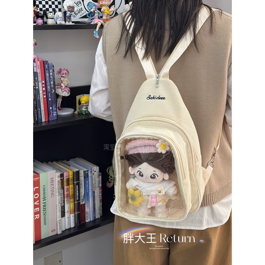20CM algodão boneca Outing saco andando saco do bebê saco transparente japonês bonito menina bidimensional transparente