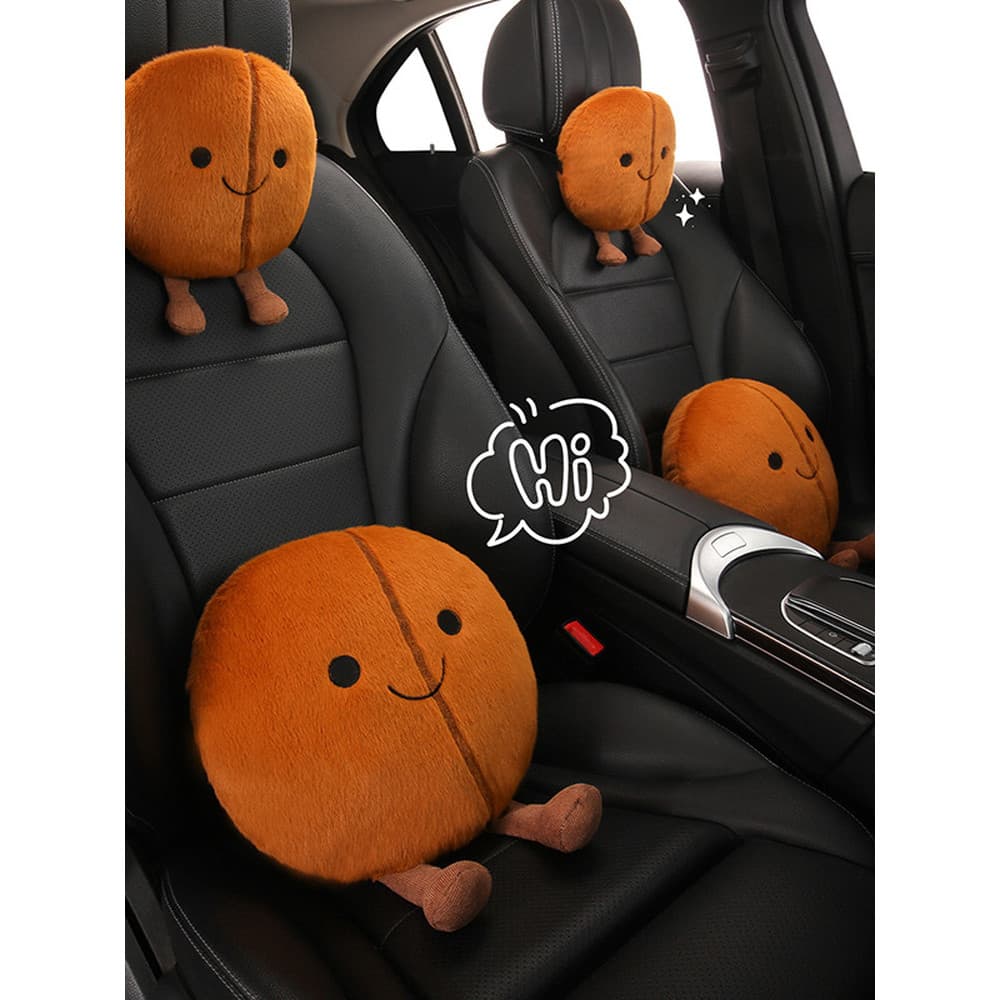 Encosto de cabeça do carro apoio lombar simples moda encosto de cabeça feijão café travesseiro dos desenhos animados bon