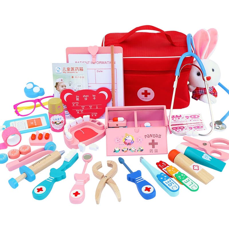 Conjunto De Brinquedos Médicos Para Crianças , Kit De Jogo De Simulação De Madeira Ga