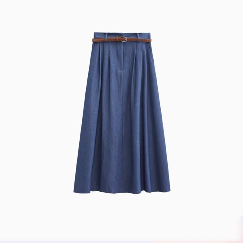Saia jeans estilo sal feminina verão ins temperamento grande balanço saia longa comprimento médio mais magro olhar capa