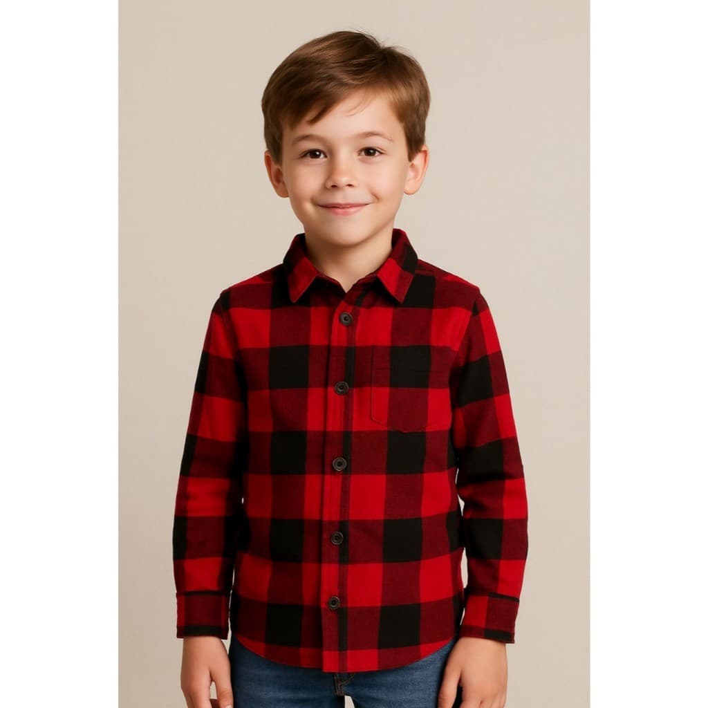 Camisa Xadrez Infantil Manga Longa Flanelada Algodão 1 AO 16 Festa Junina