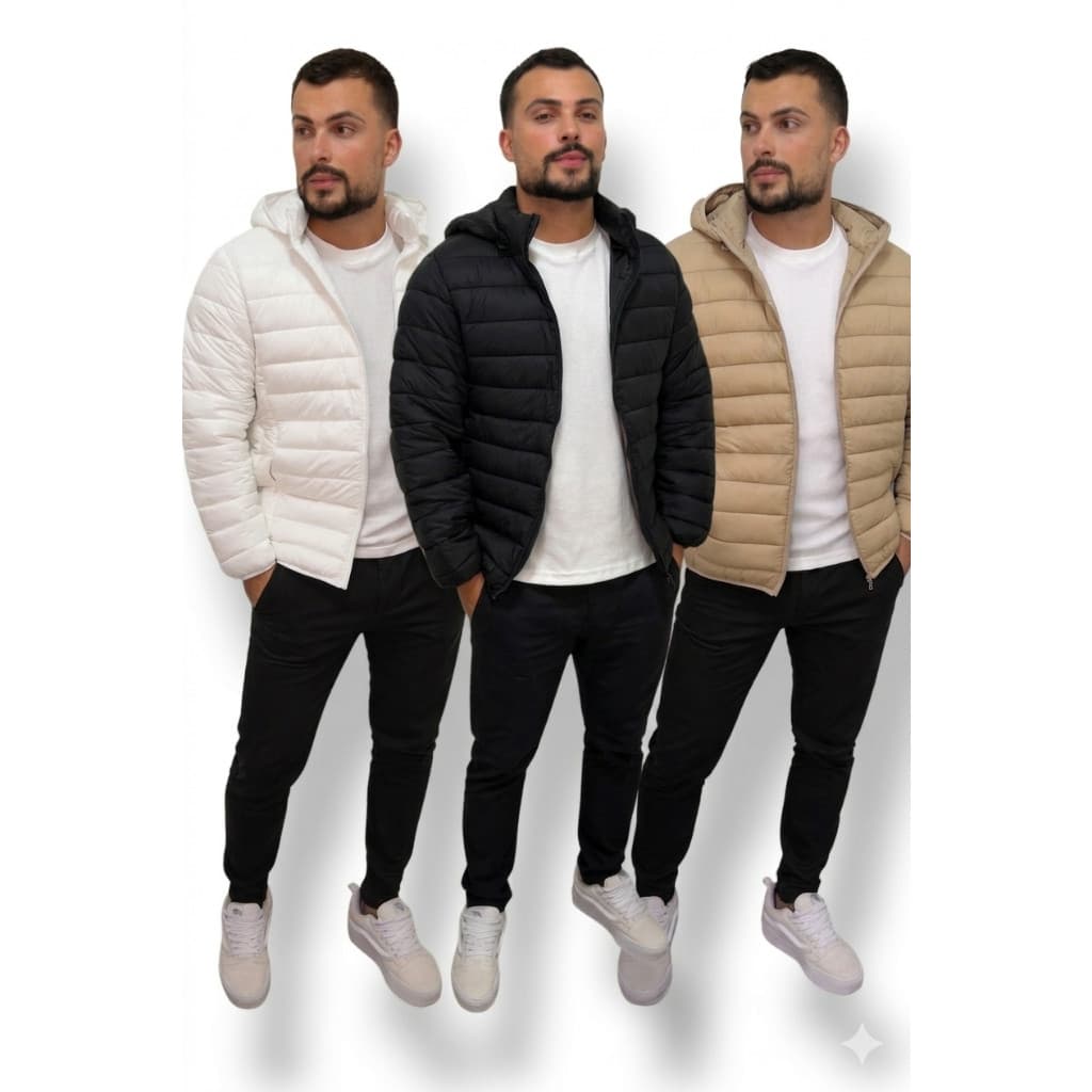 Jaqueta Puffer Bobojaco Impermeável de Frio Intenso Blusa Masculina Inverno com Capuz Removível