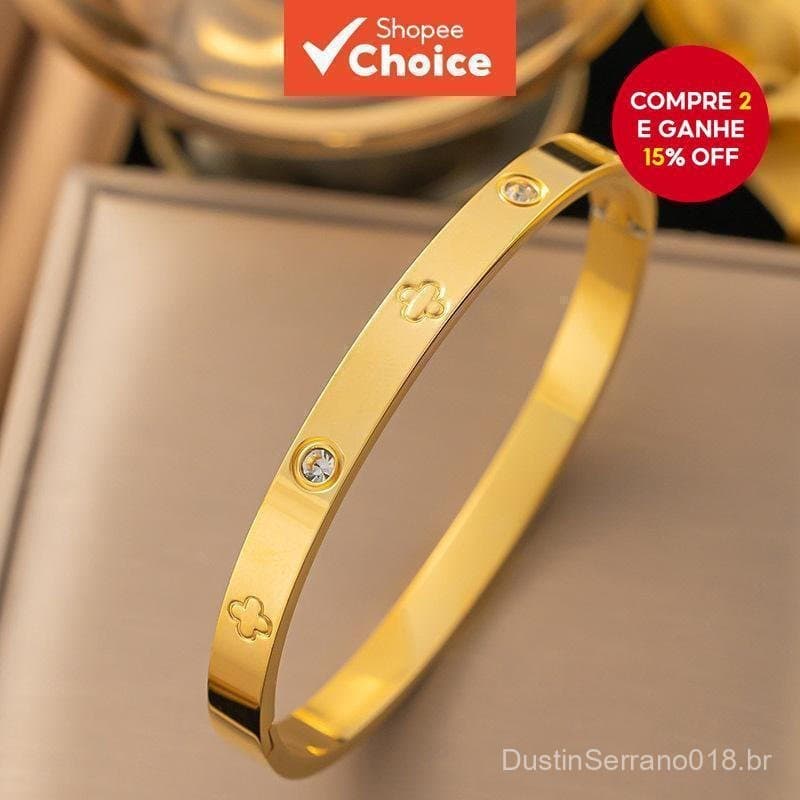 Pulseira de Trevo de Quatro Folhas Coreana para Mulheres, Aço Titânio, Simples, Não Desbotável, Joia de Mão