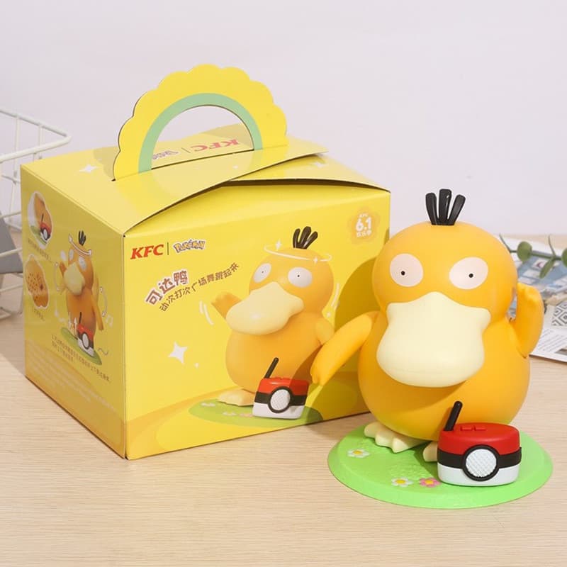 15cm Japão Pokemon Pikachu Pato Anime Personagem Dança KFC Psyduck Caixa De Música Figuras De Ação Brinquedos Infantis M