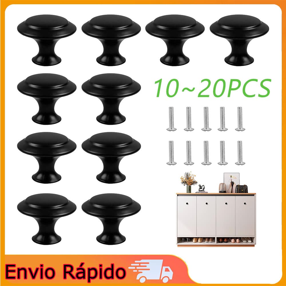 Armário redondo fosco de 10 peças, alça de gaveta (preto)