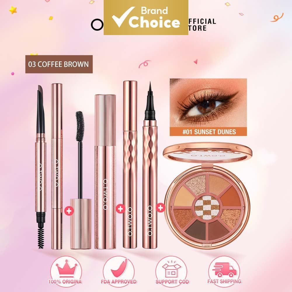 Kit de Maquiagem para Olhos All-in-One O.TWO.O, Delineador, Sombra, Lápis de Sobrancelha e Máscara Volumosa, Cosméticos