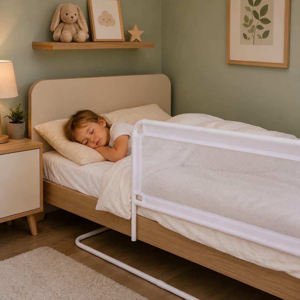 Grade De Cama Proteção e Apoio Segurança Para Idosos, Adultos e Crianças Dobrável Com Tela