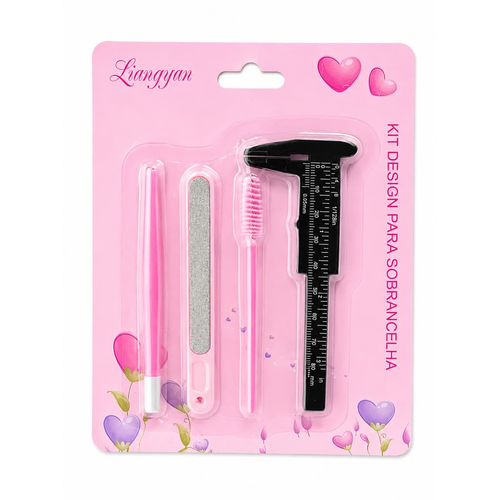 Kit Design Sobrancelha Completo Rosa Profissional Com Acessórios