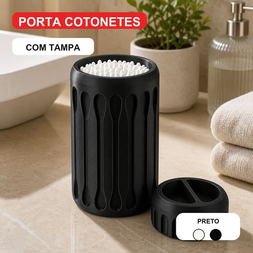 Porta Cotonete Viagem Portátil Dispenser Compacto Necessaire Higiênico Banheiro Preto