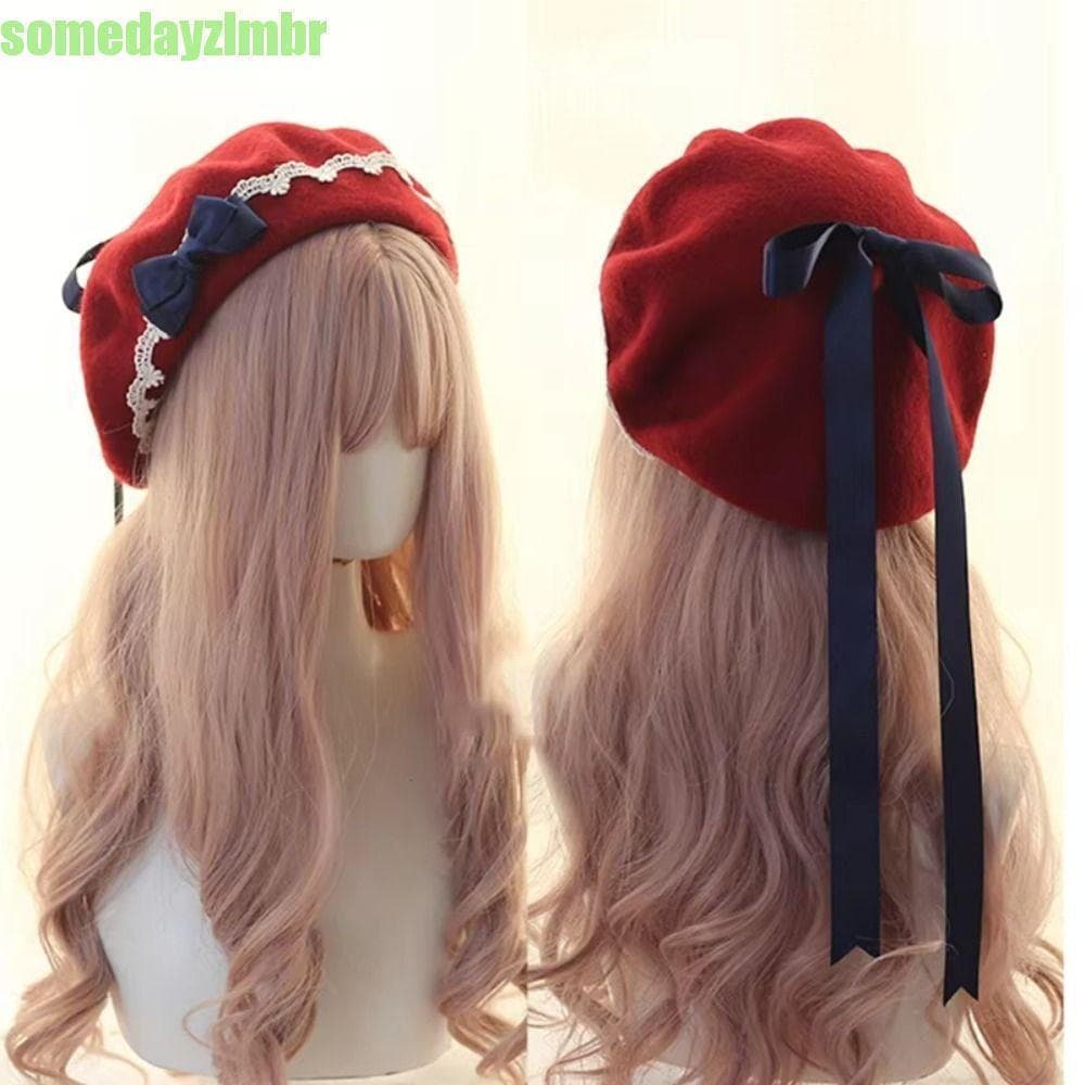 SOMEDAYZL0M Boina Lolita , Chapéu De Laço De Renda Quente Estilo Japonês Para Meninas Pintor Fofo Com Doce Cosplay