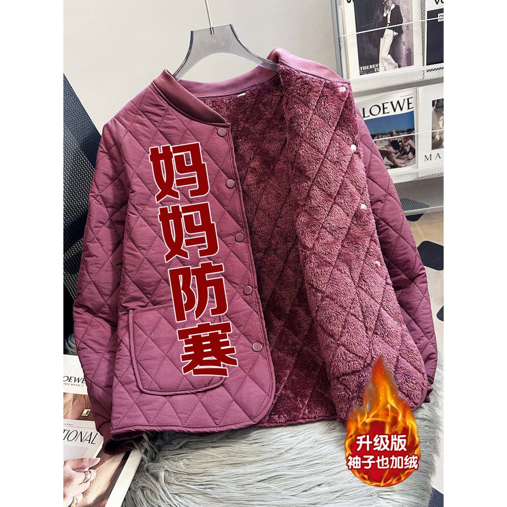 Inverno novo estilo forro de lã engrossado para baixo jaqueta acolchoada idosos de meia-idade à prova de frio jaqueta ac