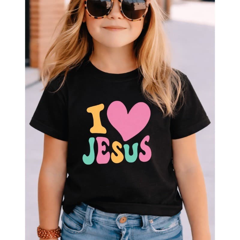 Camiseta Infantil Roupa Criança Estampada Religiosa Colorida Y Love Jesus