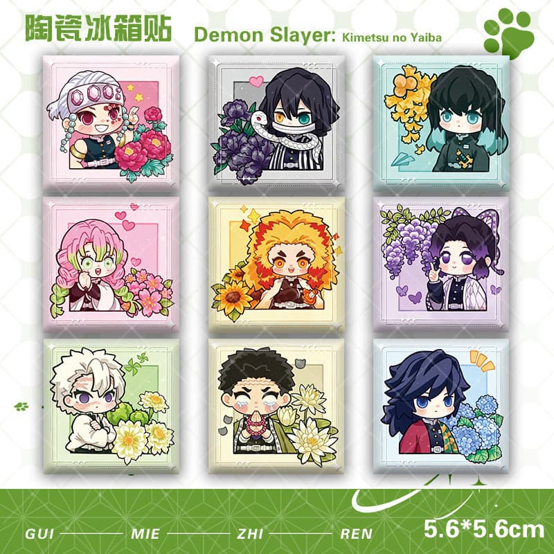 Demon Slayer Nova Série De Quadros Adesivo Magnético De Cerâmica Para Geladeira Ímã Decorativo