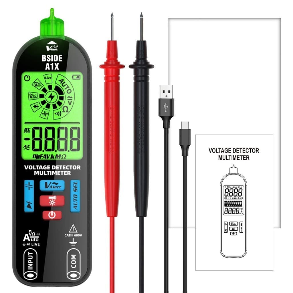 Multímetro Digital Inteligente Recarregável Bsside , Testador Eletrônico AC/DC Sem Contato Com Capacidades De Teste NCV