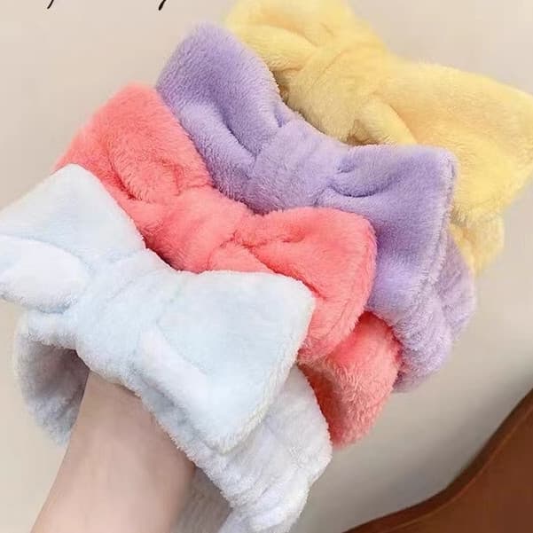 KIT 6 Faixa de Cabelo/Tiara Lisa com Laço, Padrão Simples para Maquiagem Facial