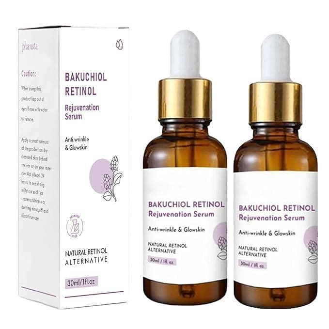 Sérum Rejuvenescedor de Bakuchiol e Retinol, Antirrugas e Iluminador, 2 Peças