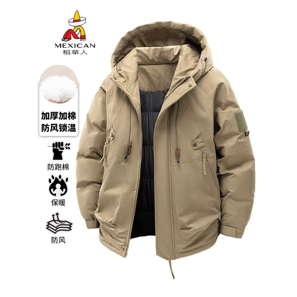 Espantalho jaqueta acolchoada masculina inverno novo estilo Workwear jaqueta acolchoada com capuz engrossado acolchoado