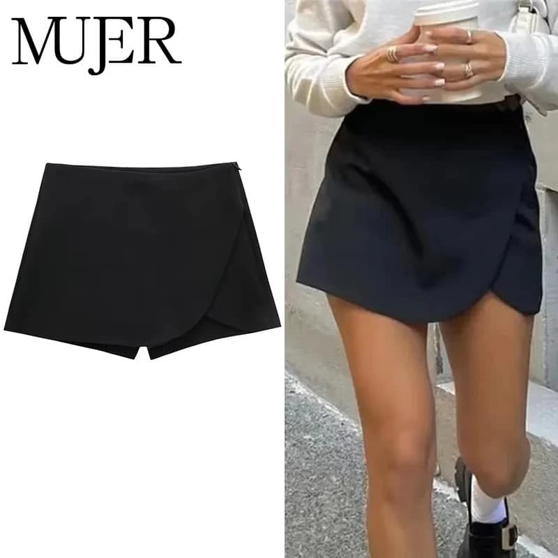 MINISAIA SHORTS FEMININA 2025, Moda Feminina, Saia-Calça Assimétrica para Mulheres, Saias Curtas de Cintura Alta, Shorts